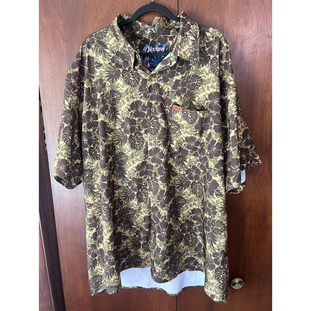Dixxon Shirt Mens 3X Brown Aloha Series Floral Digital Camouflage Hawaiian